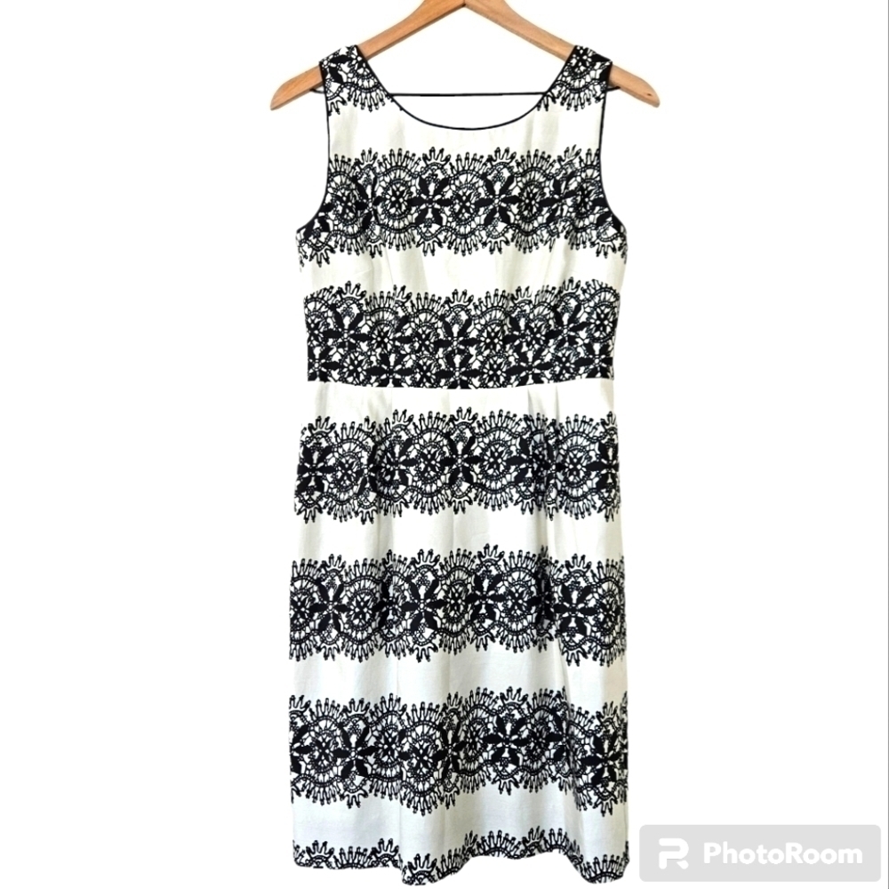 Kate Spade Lola black white pattern silk cotton blend lined dress size 4